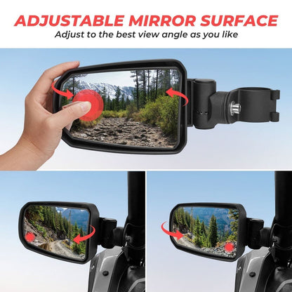 Kemimoto Yamaha Rhino Adjustable Side View Convex Mirror for 1.75" Roll Cage