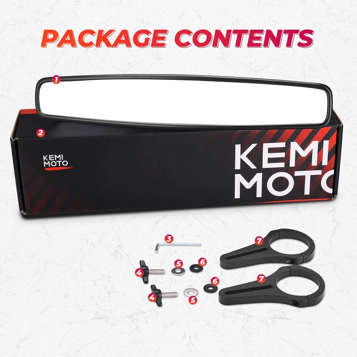 Kemimoto Yamaha Viking UTV Rear View Mirror with 2" Clamps