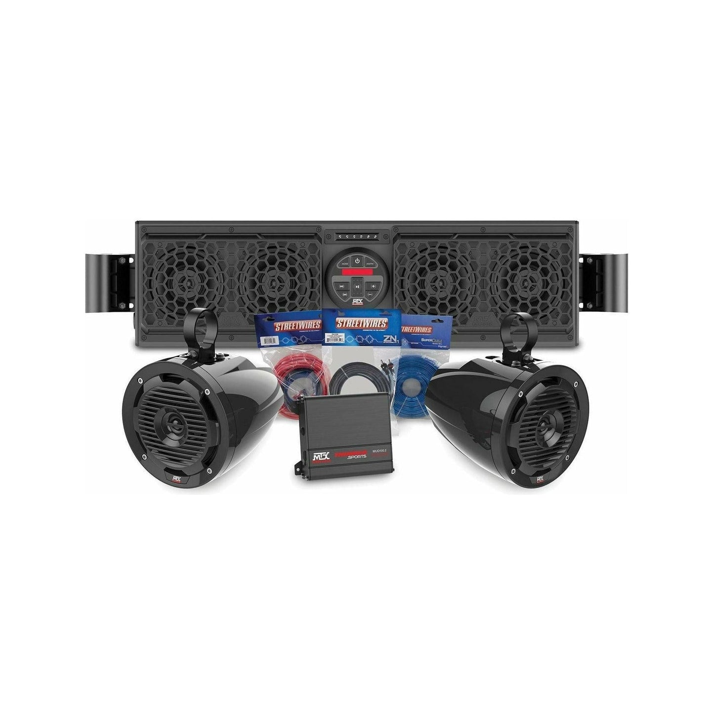 Polaris RZR Bluetooth Overhead Sound Bar with 2 Amplified Cage Mount Speakers