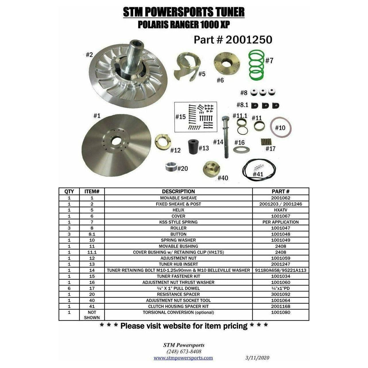 Polaris Ranger XP 1000 Tuner Secondary Clutch
