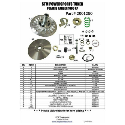Polaris Ranger XP 1000 Tuner Secondary Clutch