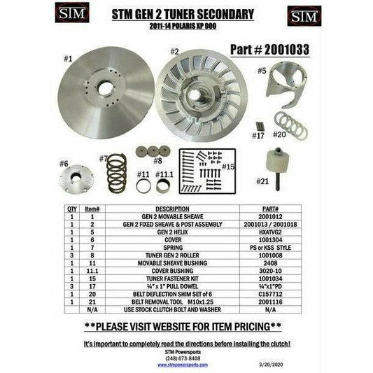 Polaris RZR XP 900 Tuner Secondary Clutch