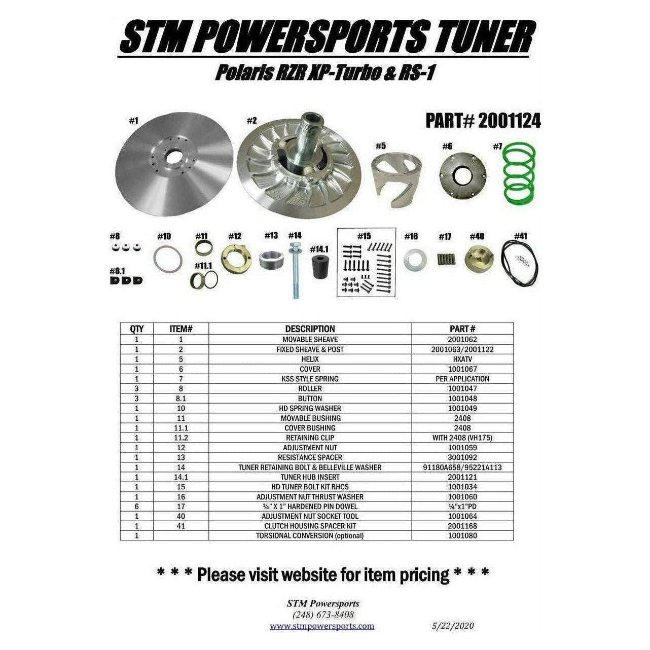 Polaris RZR XP Turbo Tuner Secondary Clutch