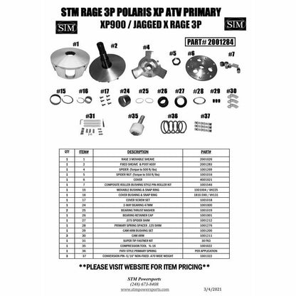 Polaris RZR XP 900 RAGE 3P Primary Clutch