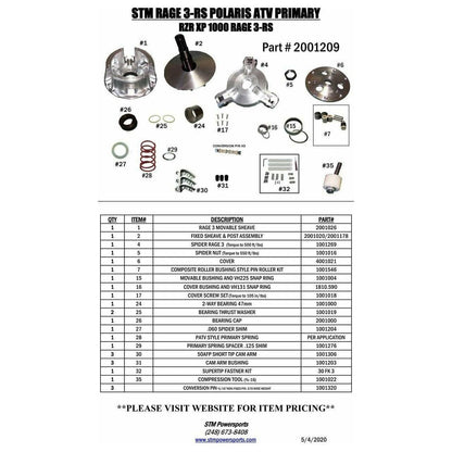 Polaris RZR XP 1000 RAGE 3RS Primary Clutch