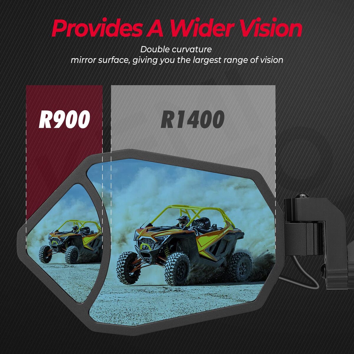 Kemimoto UTV RGB 1.62"-2'' Rear View Side Mirrors with Bluetooth (1 Pair)