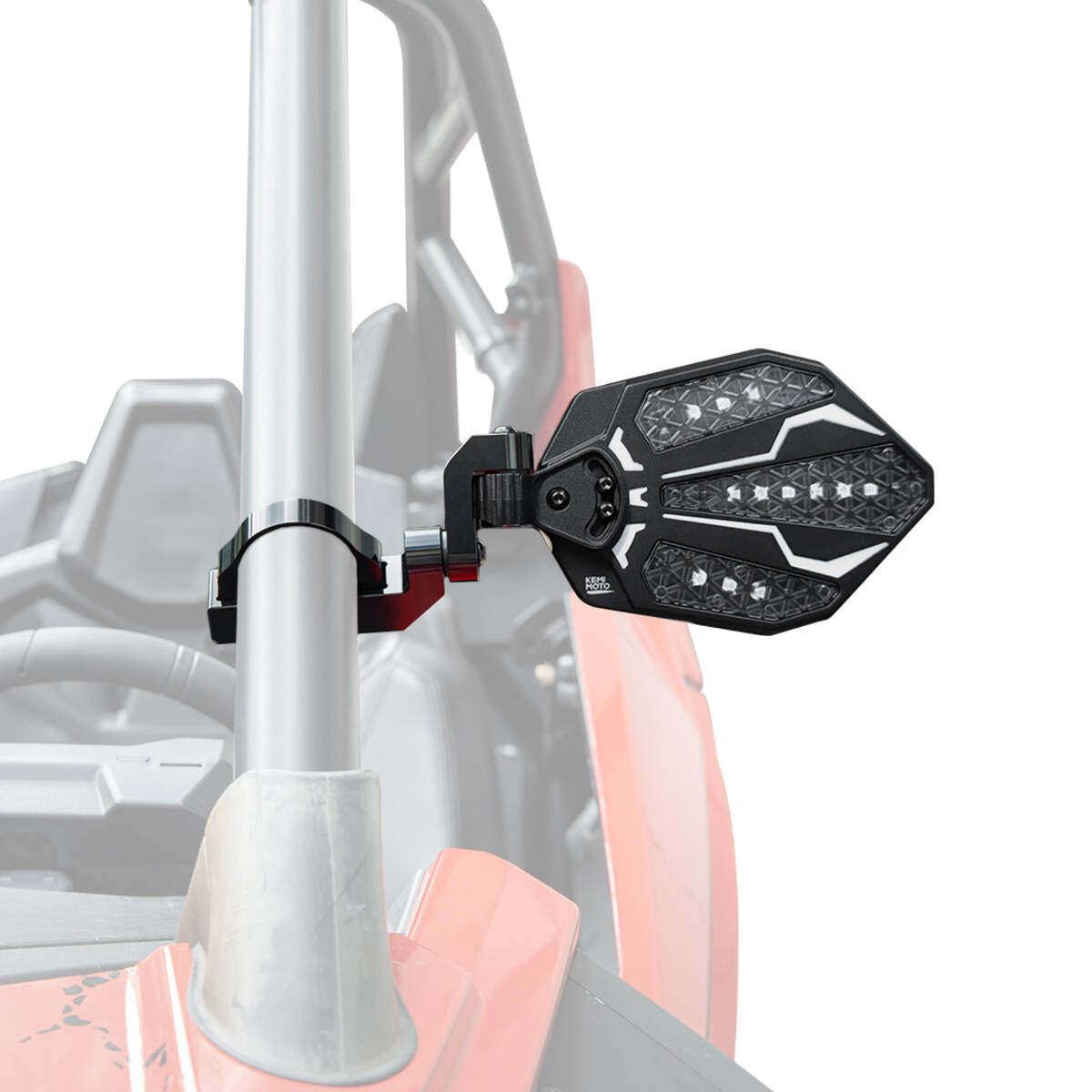 Kemimoto UTV RGB 1.62"-2'' Rear View Side Mirrors with Bluetooth (1 Pair)