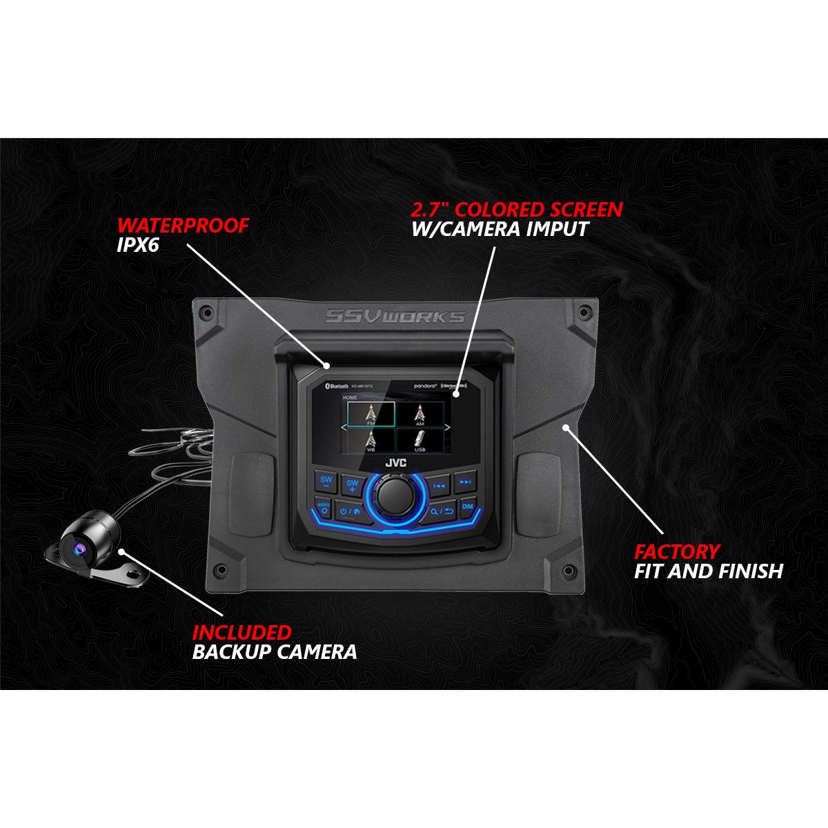 Kawasaki KRX Lighted 3-Speaker System with Head Unit