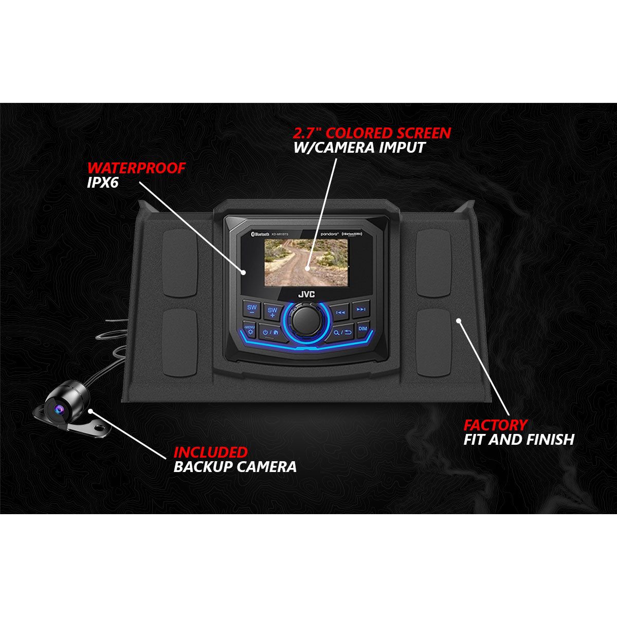 Polaris RZR Lighted 3-Speaker System with Head Unit